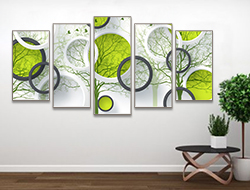 Green Stylish 5 Panel Wall Art